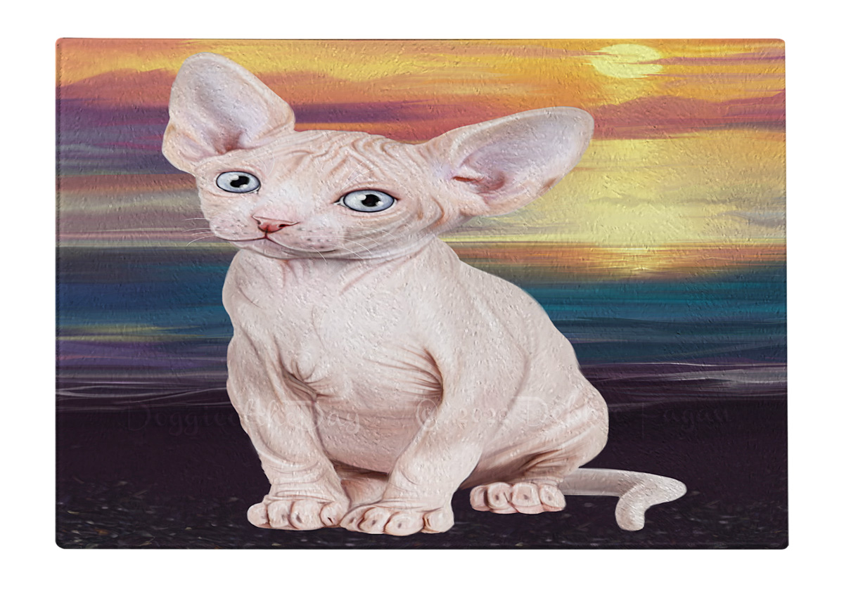 Sphynx Cat Cutting Board Tempered Glass Personalized Kitchen Custom NWT