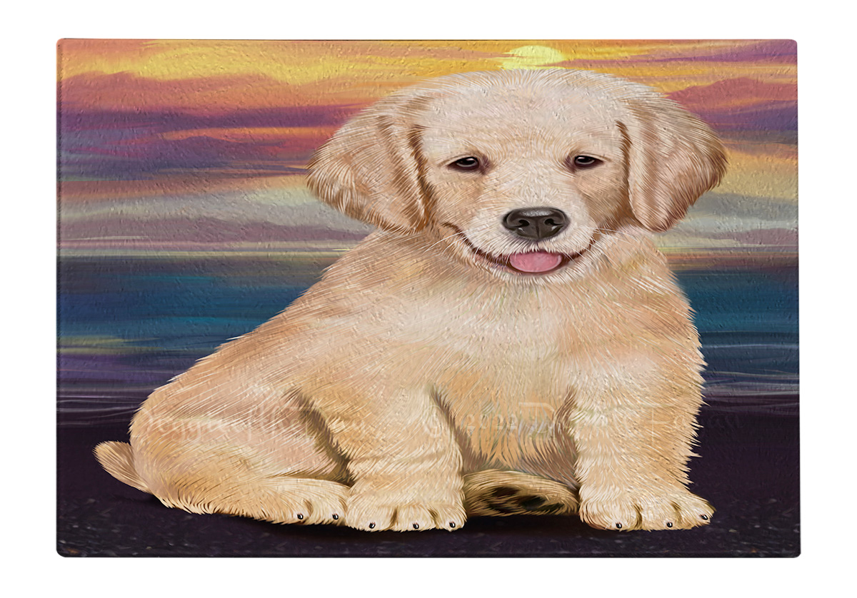 Golden Retriever Dog Cutting Board Tempered Glass Personalized Kitchen NWT