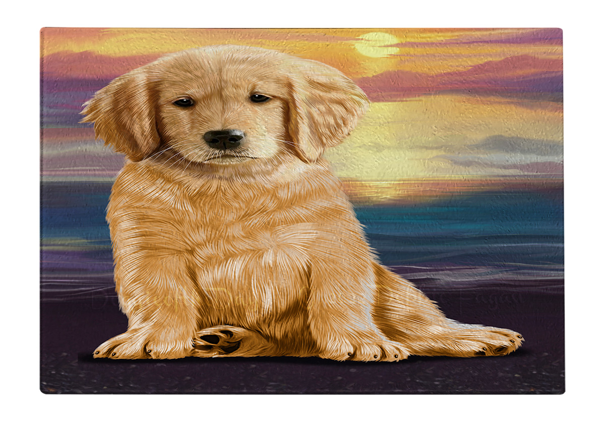 Golden Retriever Dog Cutting Board Tempered Glass Personalized Kitchen NWT