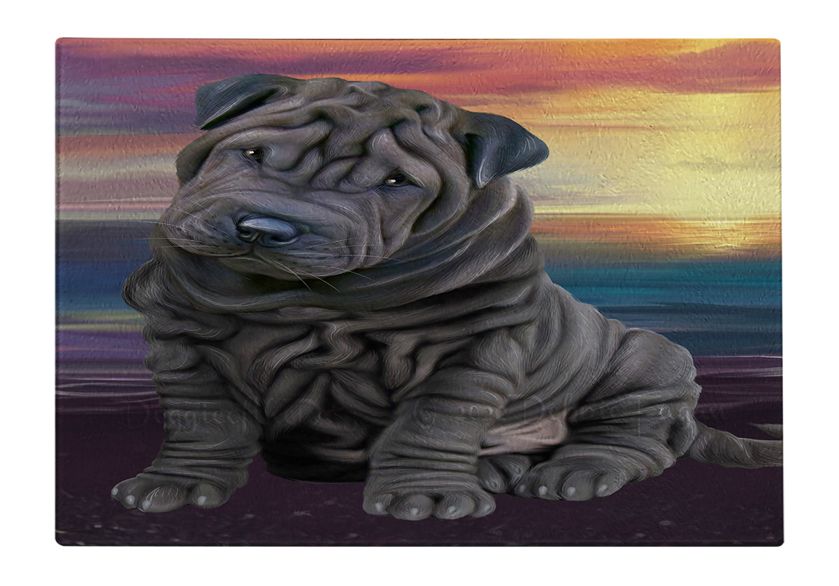 Shar Pei Dog Cutting Board Tempered Glass Personalized Kitchen Custom NWT - Picture 87 of 109