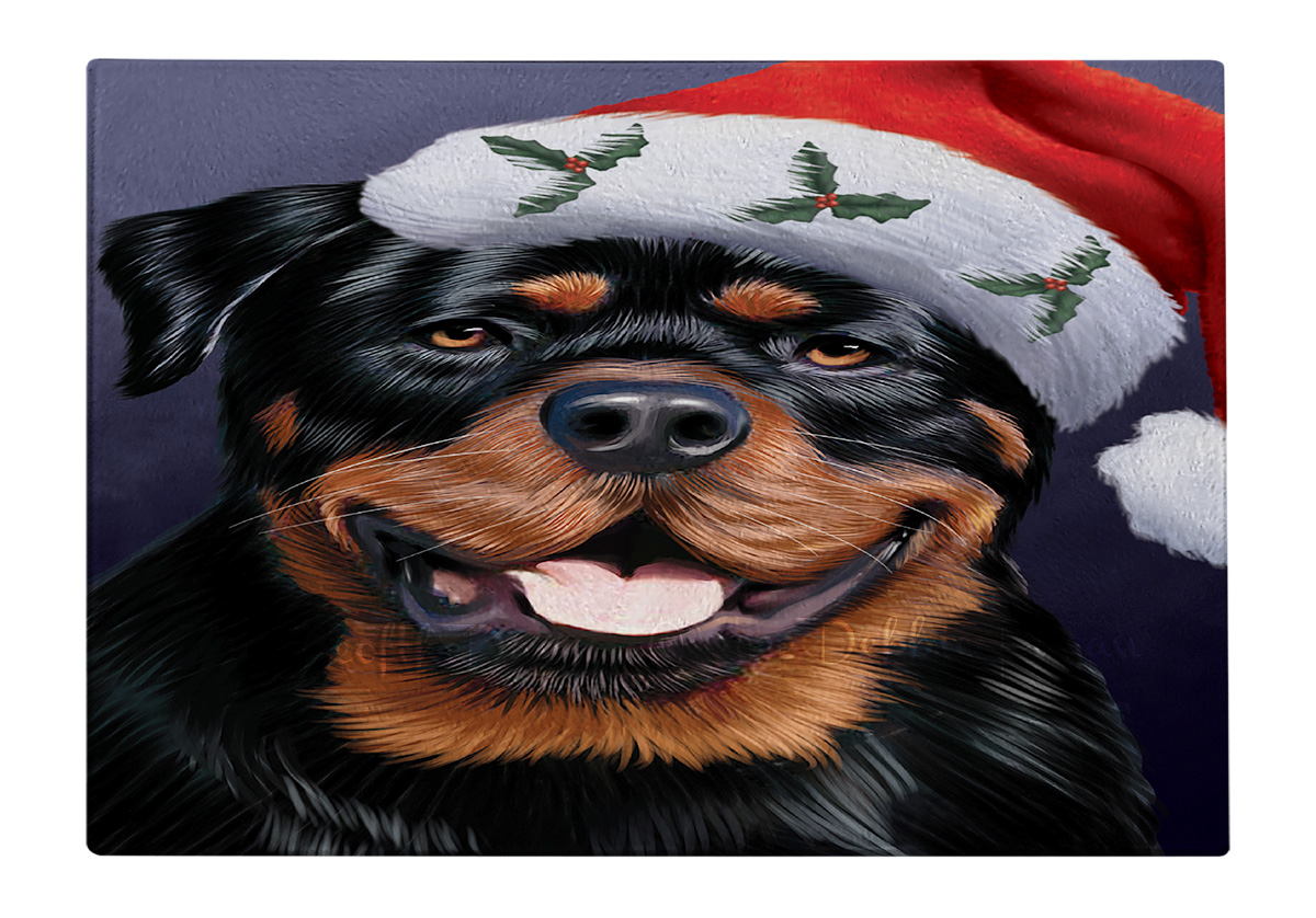 Rottweiler Dog Cutting Board Tempered Glass Personalized Custom Christmas NWT