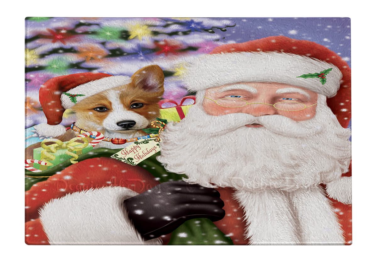 Corgi Dog Cutting Board Tempered Glass Personalized Custom Christmas NWT