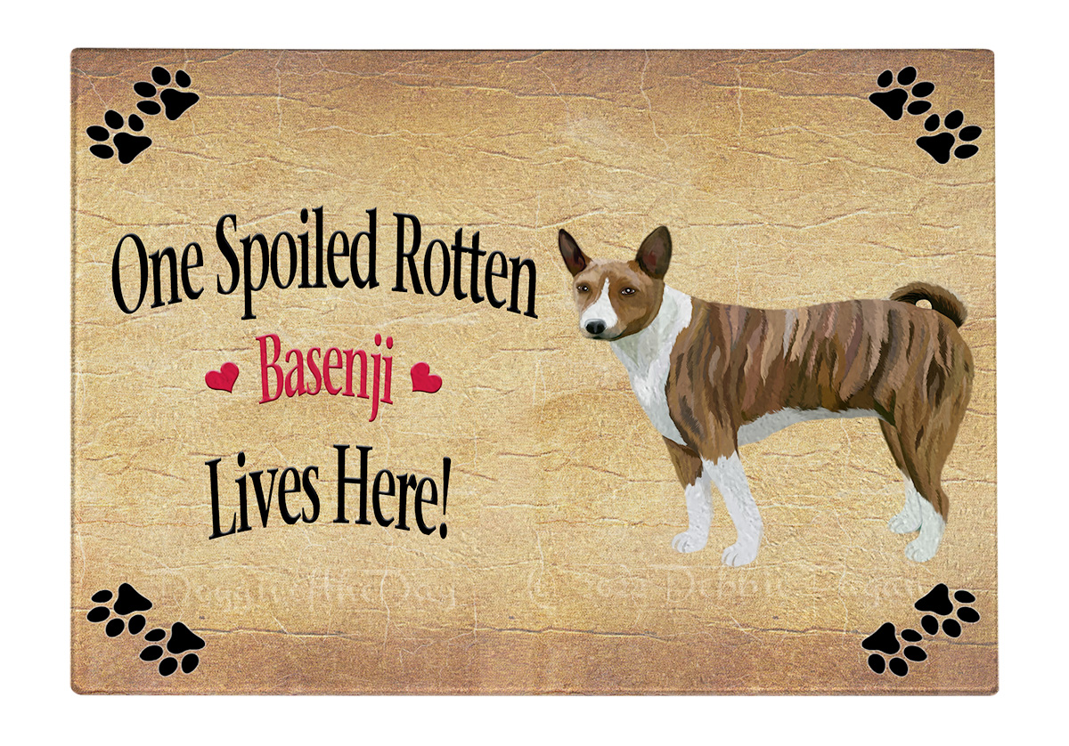 Basenji Dog Cutting Board Tempered Glass Personalized Kitchen Custom NWT