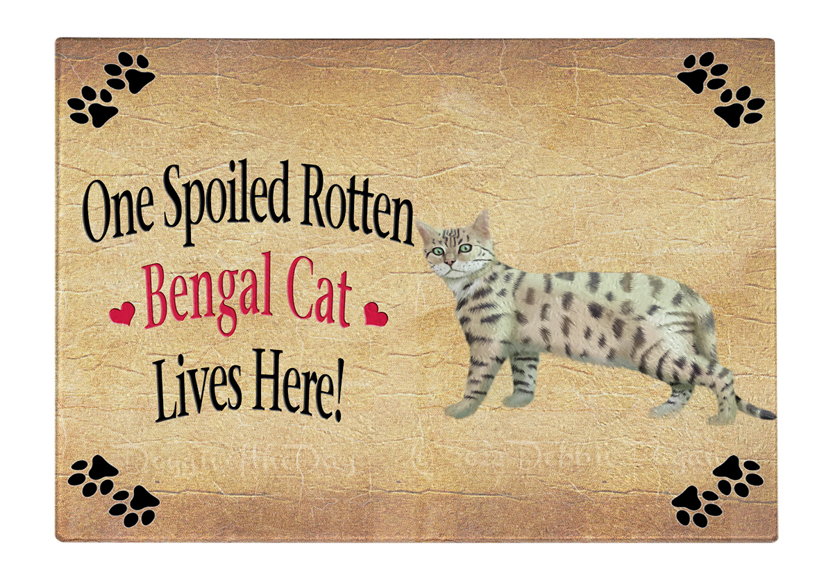 Bengal Cat Cutting Board Tempered Glass Personalized Kitchen Custom NWT