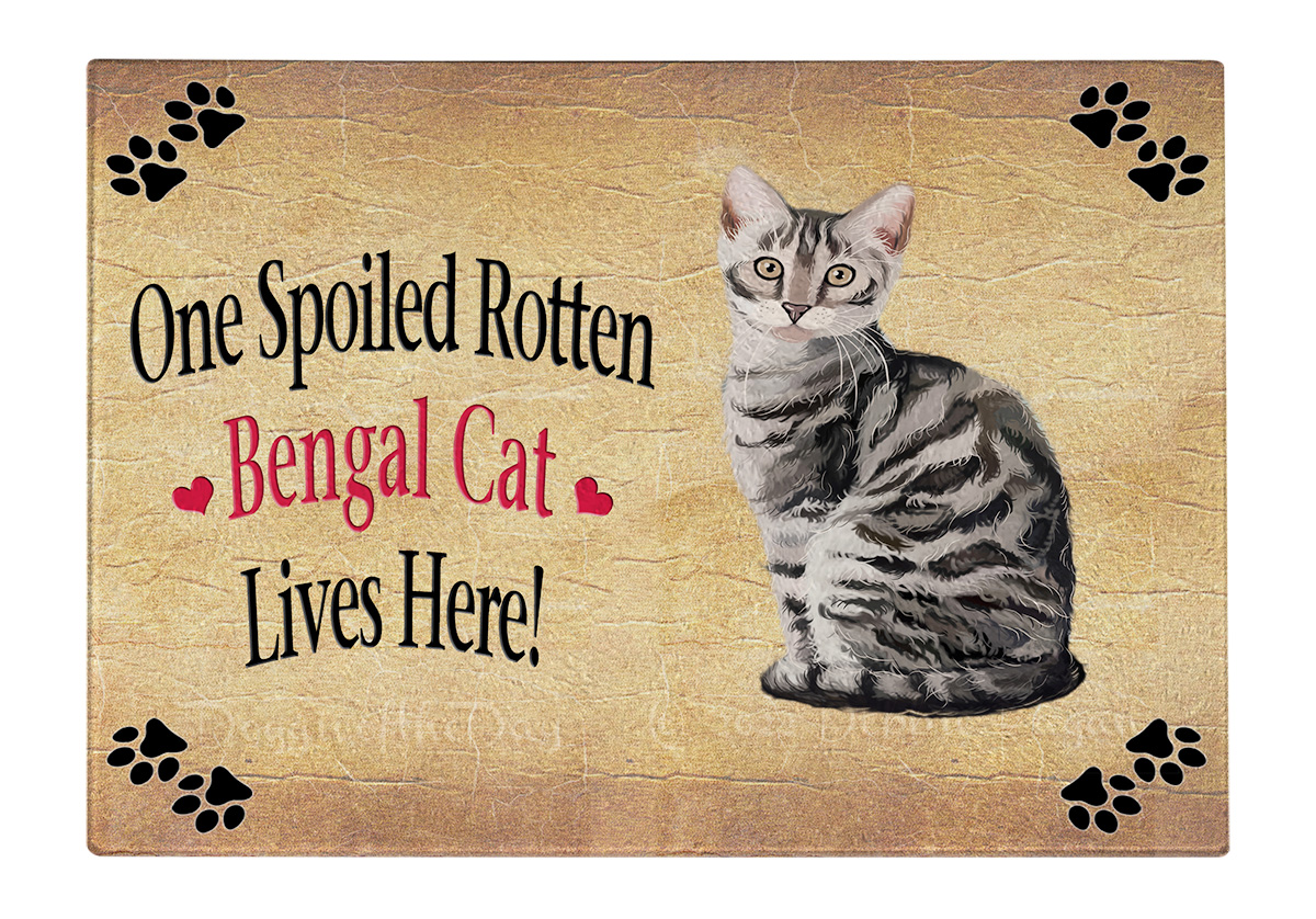 Bengal Cat Cutting Board Tempered Glass Personalized Kitchen Custom NWT