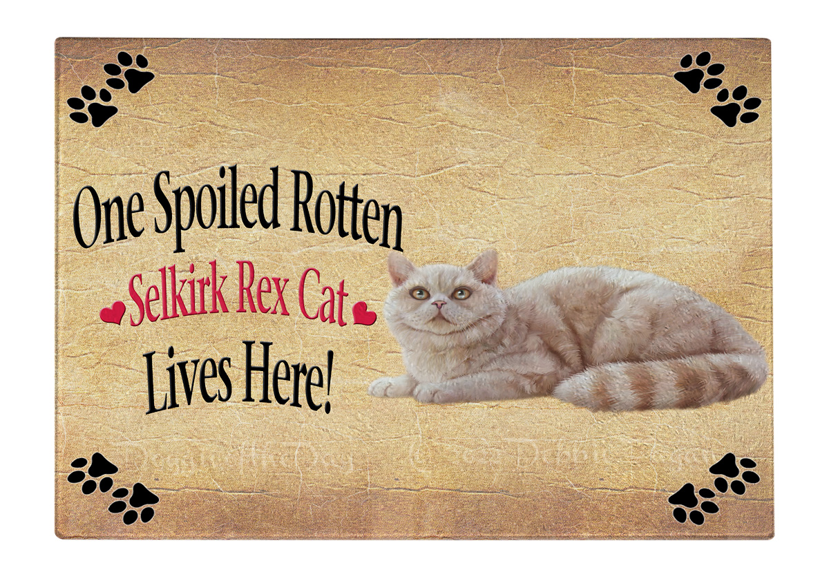 Selkirk Rex Cat Glass Cutting Board Kitchen Chopping Vegetables Cheese Halloween - Picture 2 of 6
