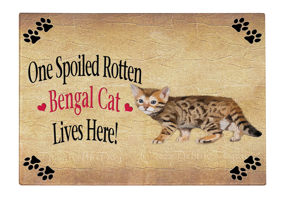 Bengal Cat Cutting Board Tempered Glass Personalized Kitchen Custom NWT