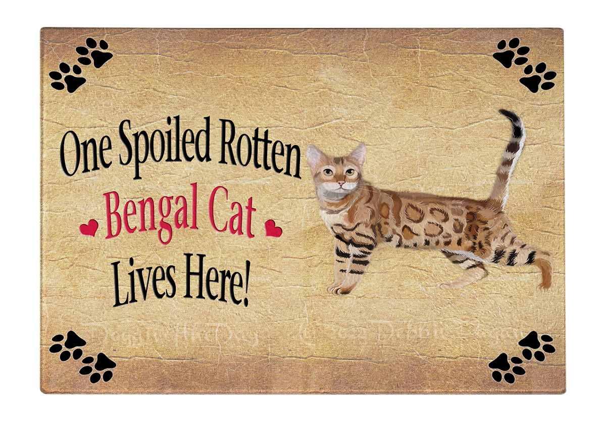 Bengal Cat Cutting Board Tempered Glass Personalized Kitchen Custom NWT