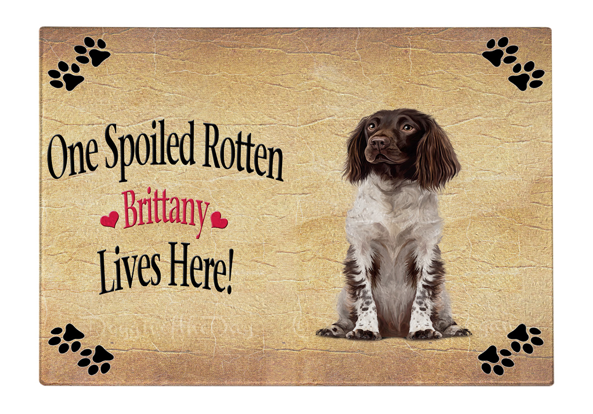 Brittany Spaniel Dog Cutting Board Tempered Glass Personalized Kitchen NWT