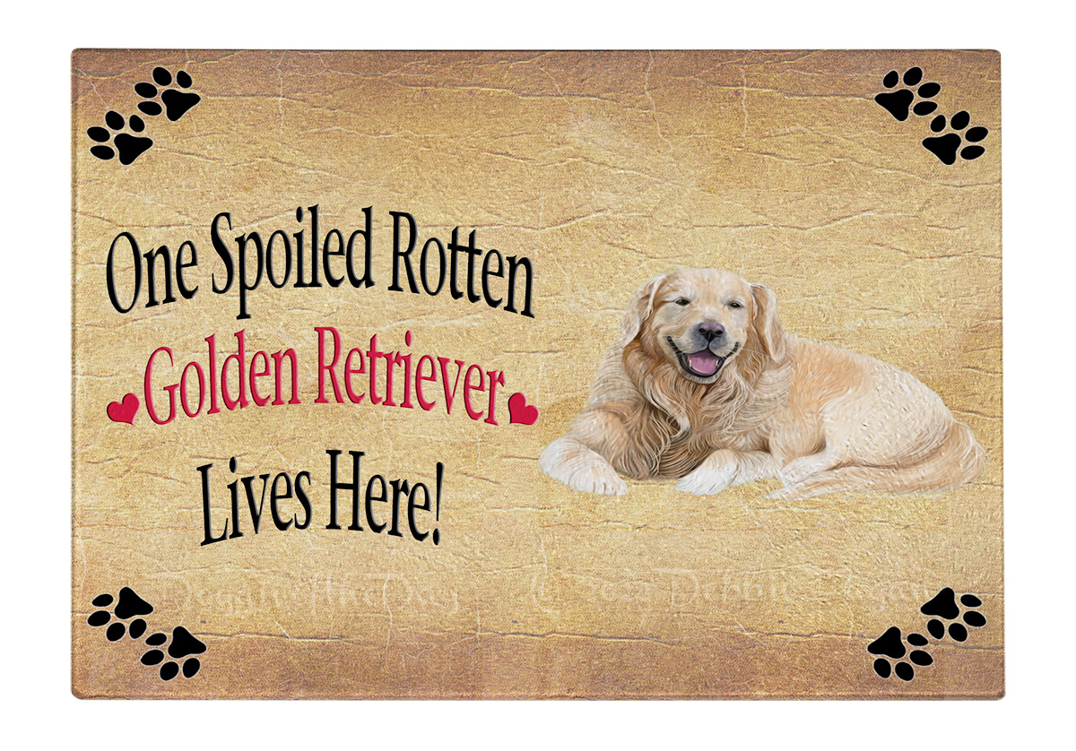 Golden Retriever Dog Cutting Board Tempered Glass Personalized Kitchen NWT