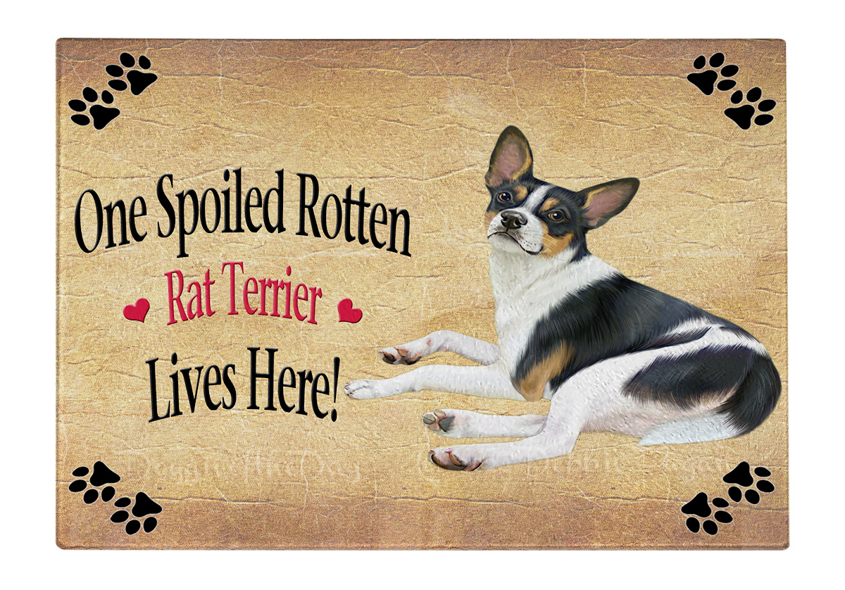 Rat Terrier Dog Cutting Board Tempered Glass Personalized Kitchen Custom NWT