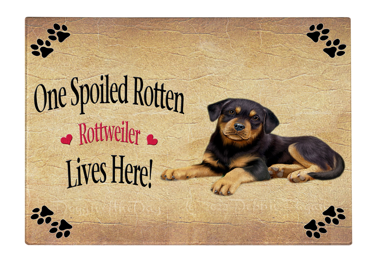 Rottweiler Dog Cutting Board Tempered Glass Personalized Kitchen Custom NWT