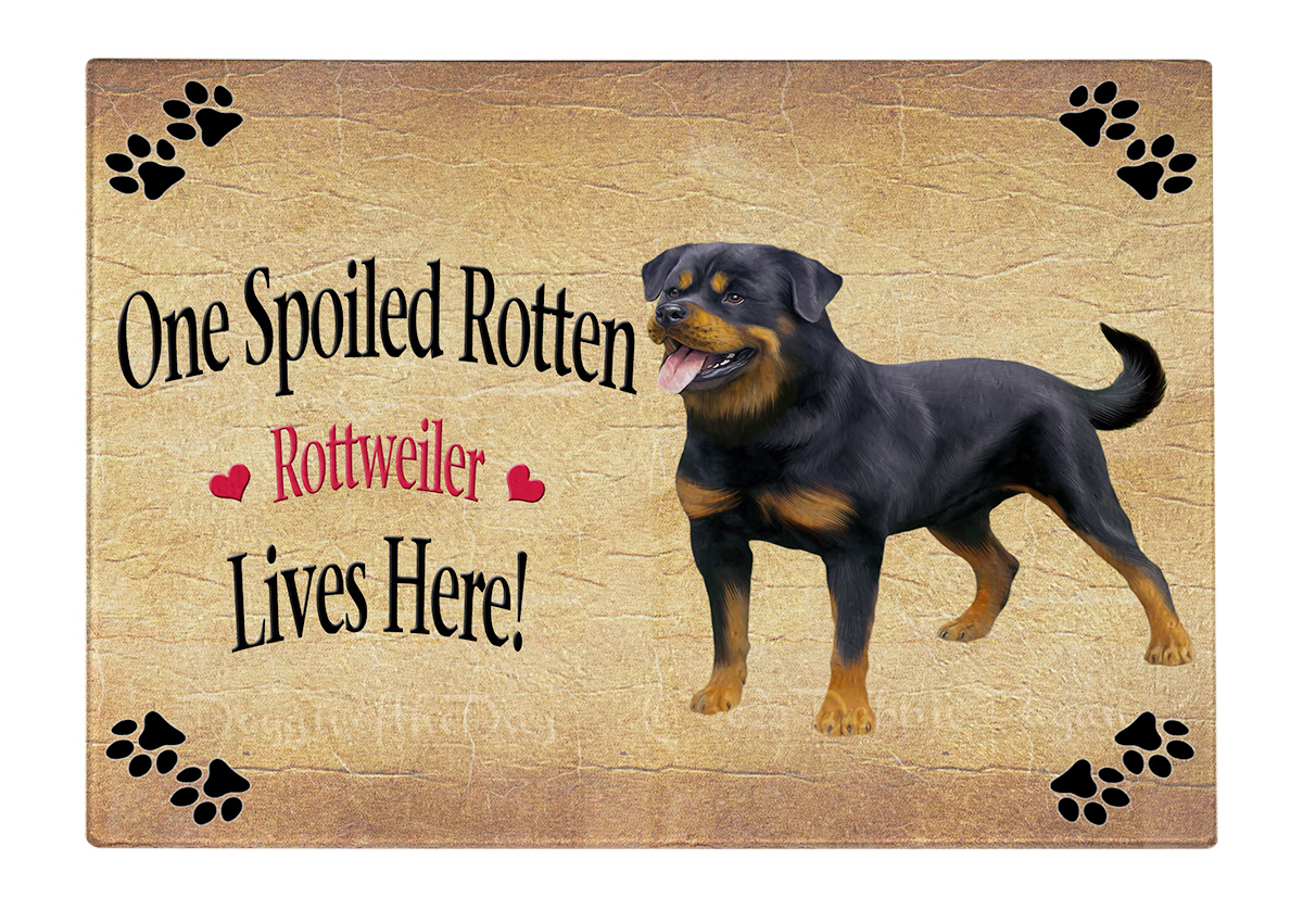 Rottweiler Dog Cutting Board Tempered Glass Personalized Kitchen Custom NWT