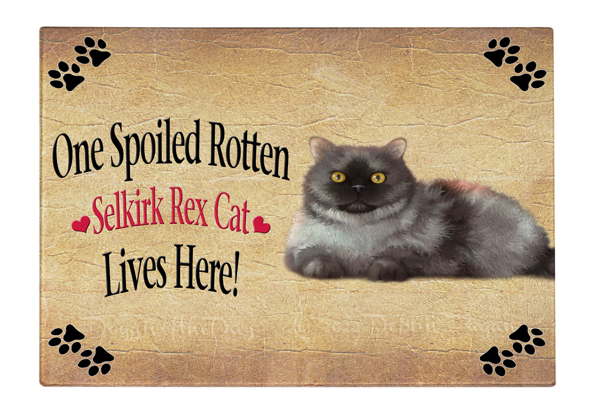 Selkirk Rex Cat Glass Cutting Board Kitchen Chopping Vegetables Cheese Halloween - Picture 3 of 6