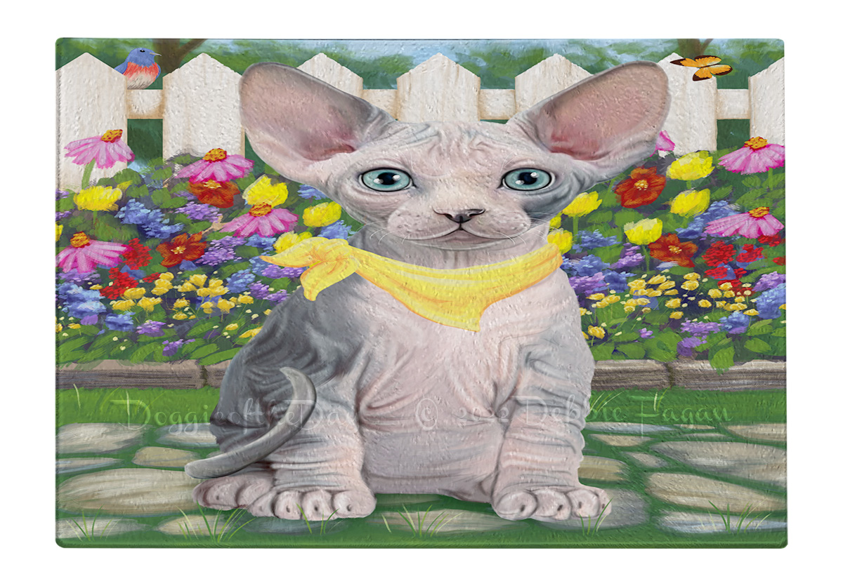 Sphynx Cat Cutting Board Tempered Glass Personalized Kitchen Custom NWT