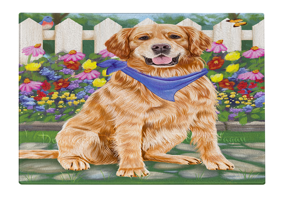 Golden Retriever Dog Cutting Board Tempered Glass Personalized Kitchen NWT