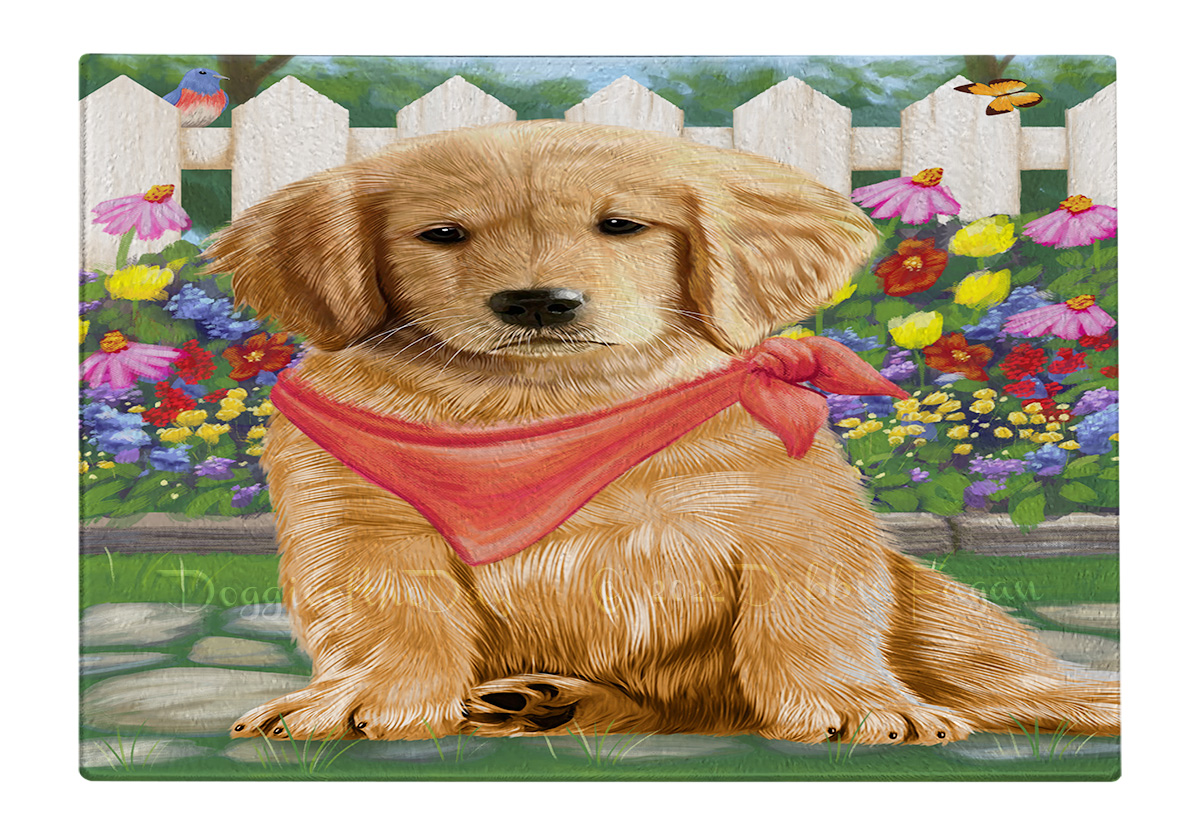 Golden Retriever Dog Cutting Board Tempered Glass Personalized Kitchen NWT