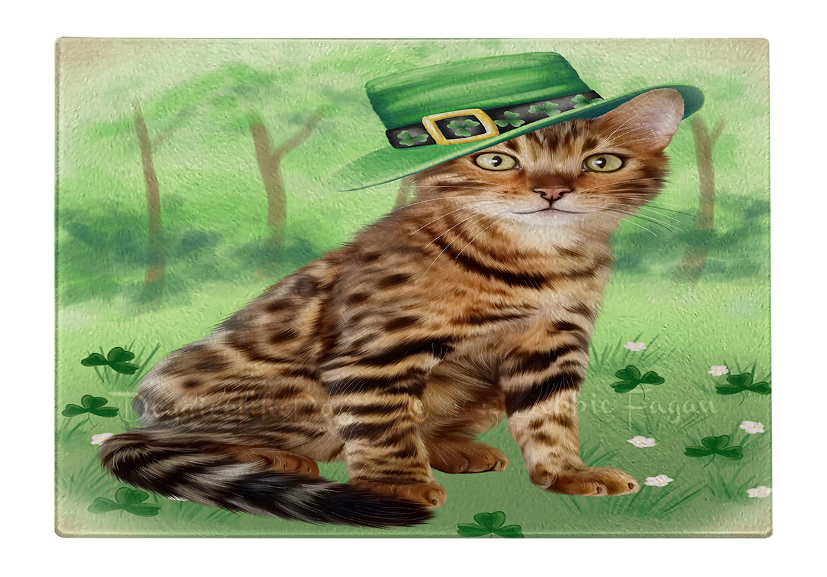 Bengal Cat Cutting Board Tempered Glass Personalized Kitchen Custom NWT