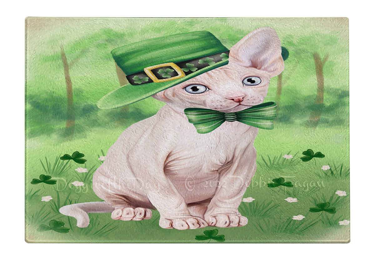 Sphynx Cat Cutting Board Tempered Glass Personalized Kitchen Custom NWT