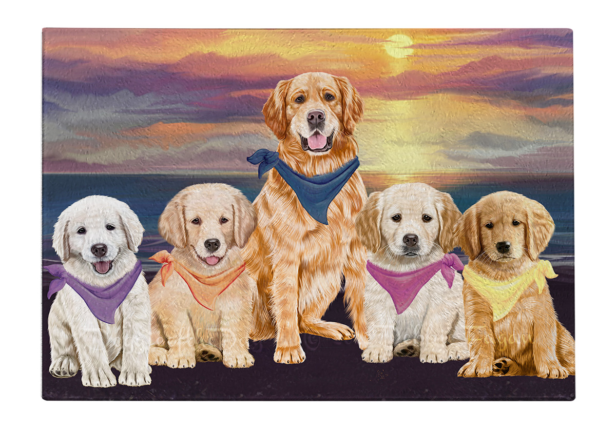 Golden Retriever Dog Cutting Board Tempered Glass Personalized Kitchen NWT