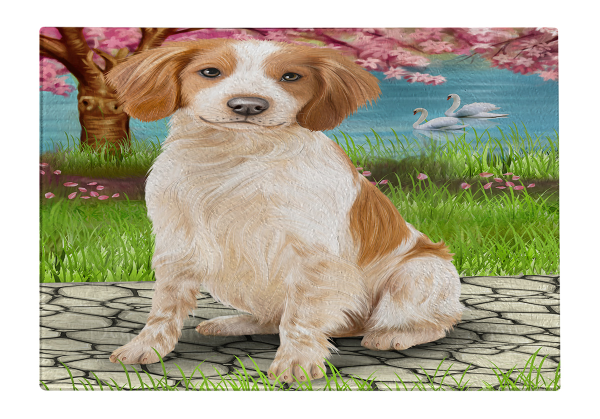 Brittany Spaniel Dog Cutting Board Tempered Glass Personalized Kitchen NWT