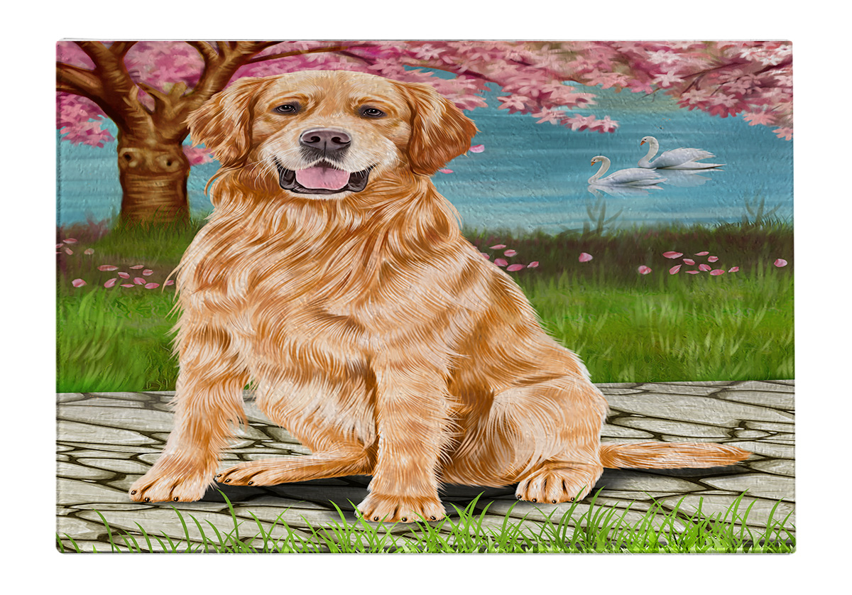 Golden Retriever Dog Cutting Board Tempered Glass Personalized Kitchen NWT