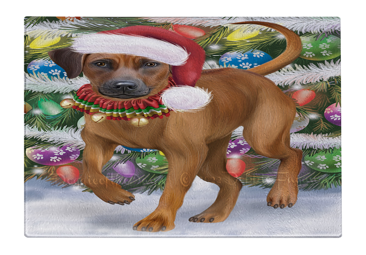 Rhodesian Ridgeback Hund Schneidebrett Hartglas personalisiert Weihnachten Neu mit Etikett - Bild 55 von 58