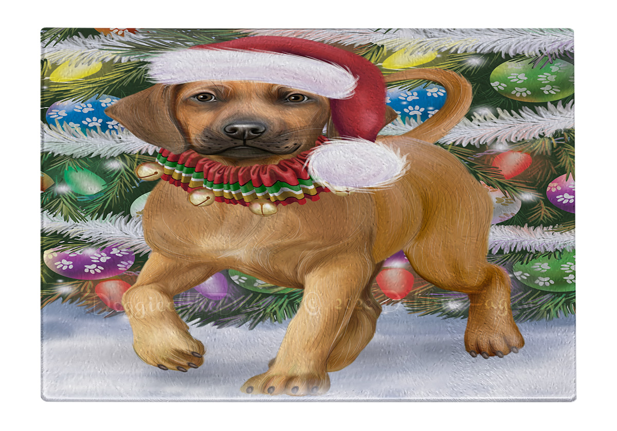 Rhodesian Ridgeback Hund Schneidebrett Hartglas personalisiert Weihnachten Neu mit Etikett - Bild 56 von 58