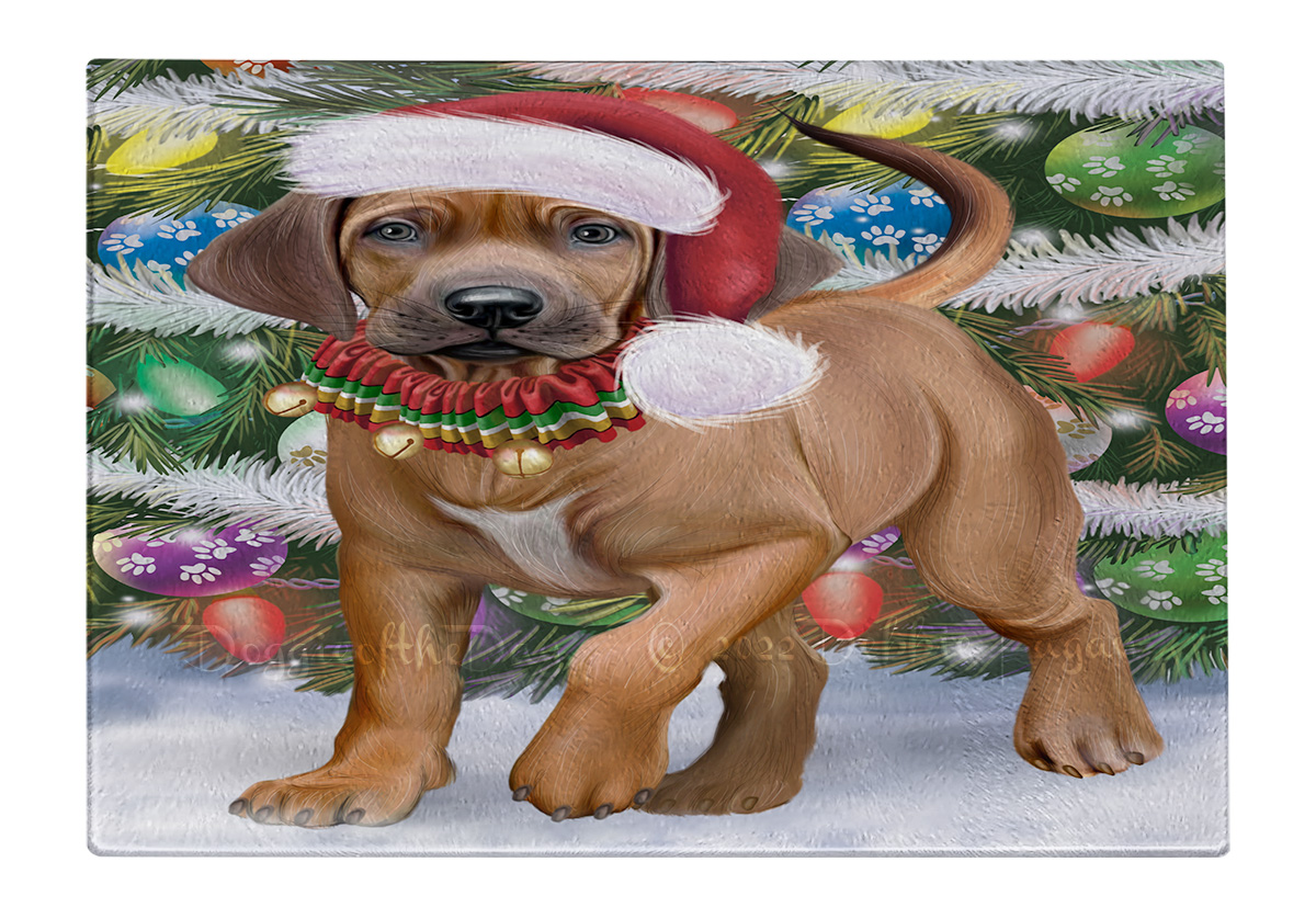 Rhodesian Ridgeback Hund Schneidebrett Hartglas personalisiert Weihnachten Neu mit Etikett - Bild 57 von 58