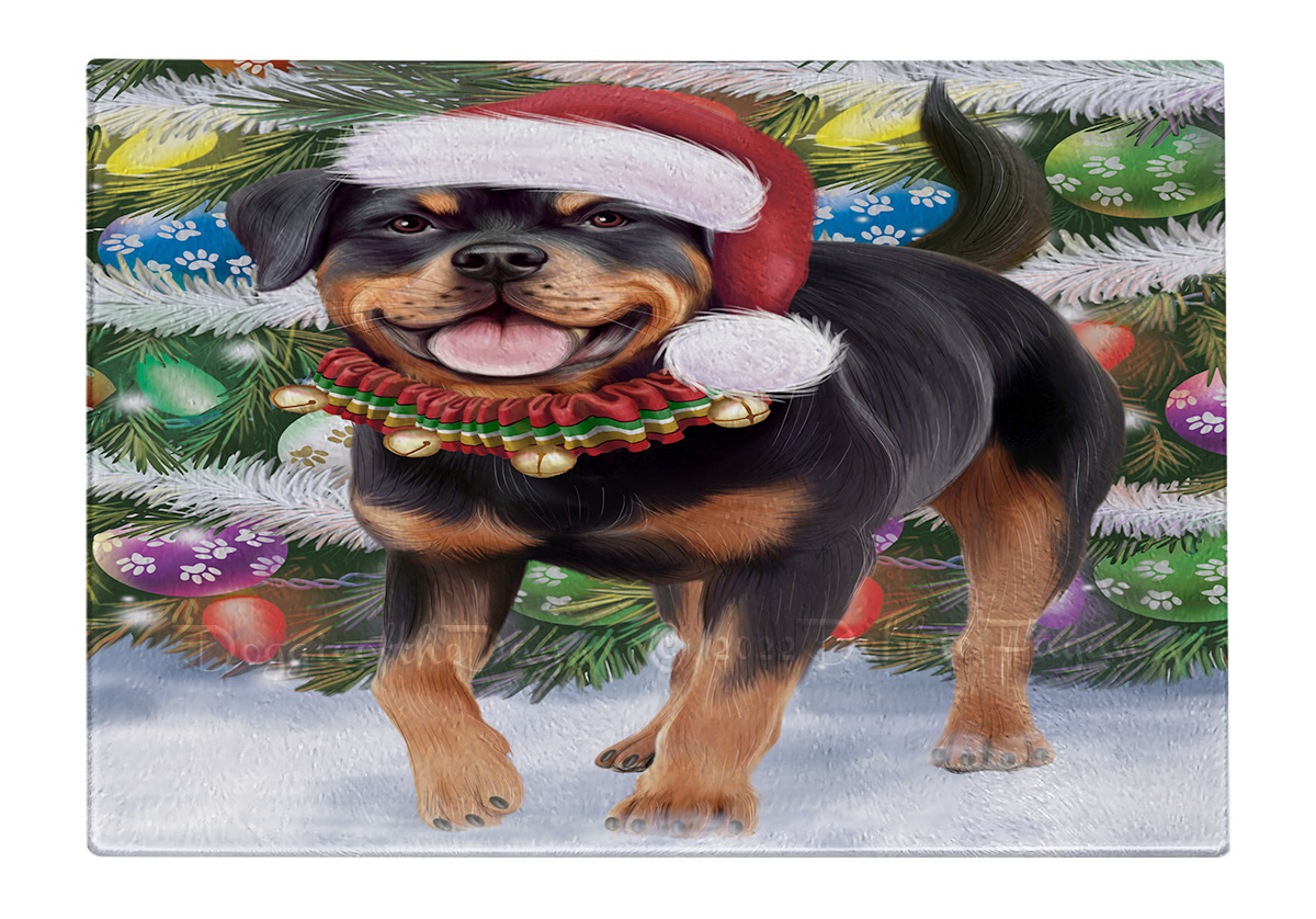 Rottweiler Dog Cutting Board Tempered Glass Personalized Custom Christmas NWT