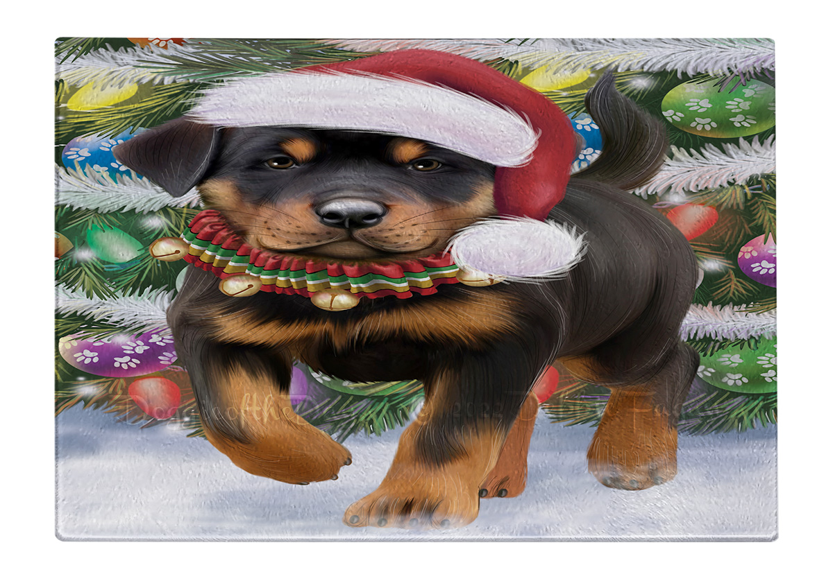 Rottweiler Dog Cutting Board Tempered Glass Personalized Custom Christmas NWT