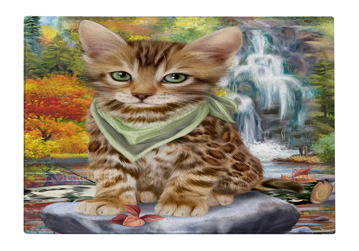 Bengal Cat Cutting Board Tempered Glass Personalized Kitchen Custom NWT