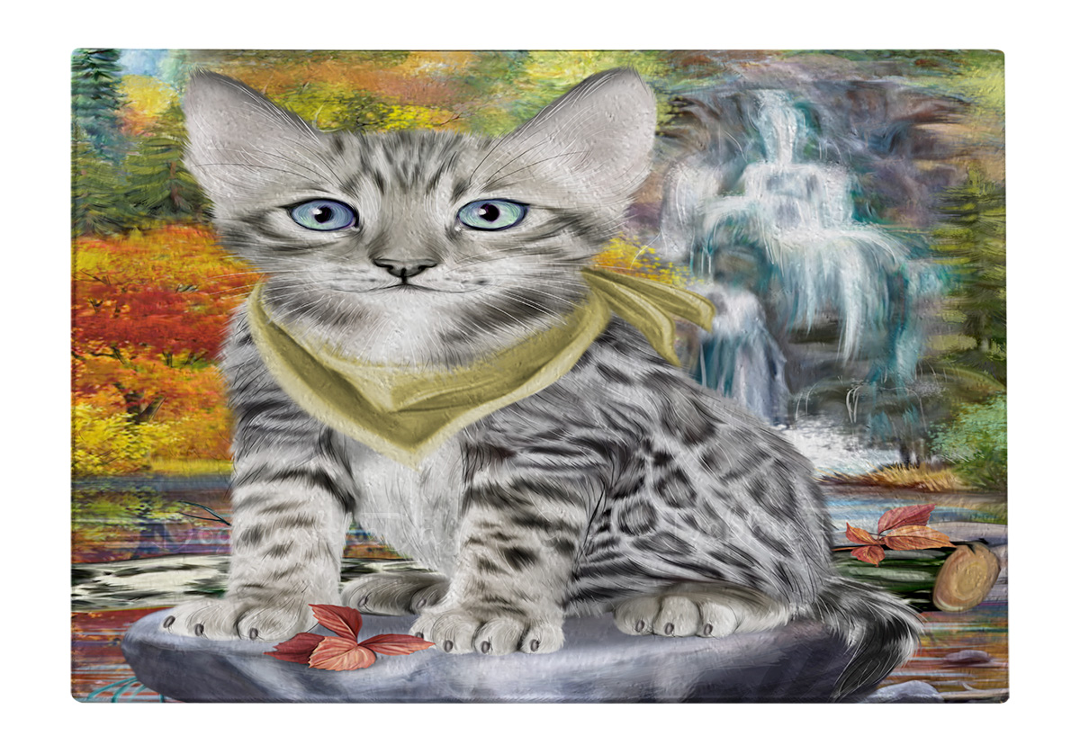 Bengal Cat Cutting Board Tempered Glass Personalized Kitchen Custom NWT