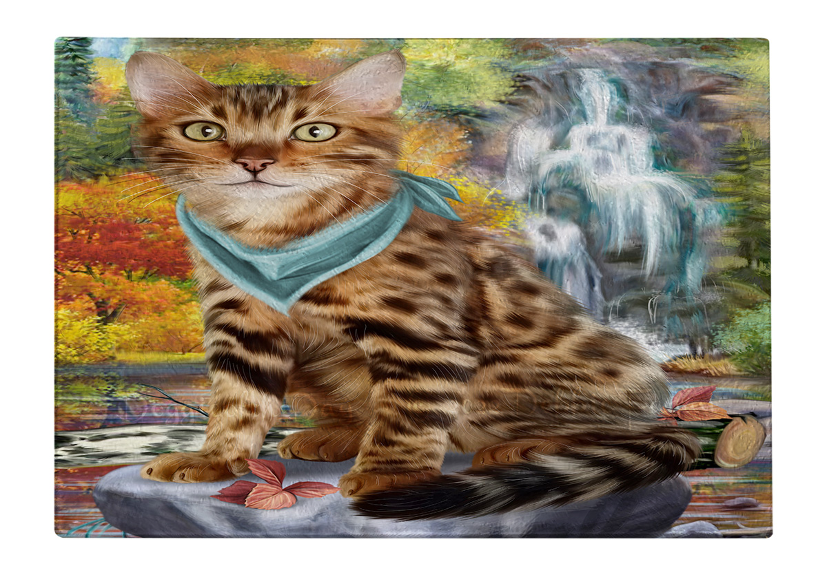 Bengal Cat Cutting Board Tempered Glass Personalized Kitchen Custom NWT