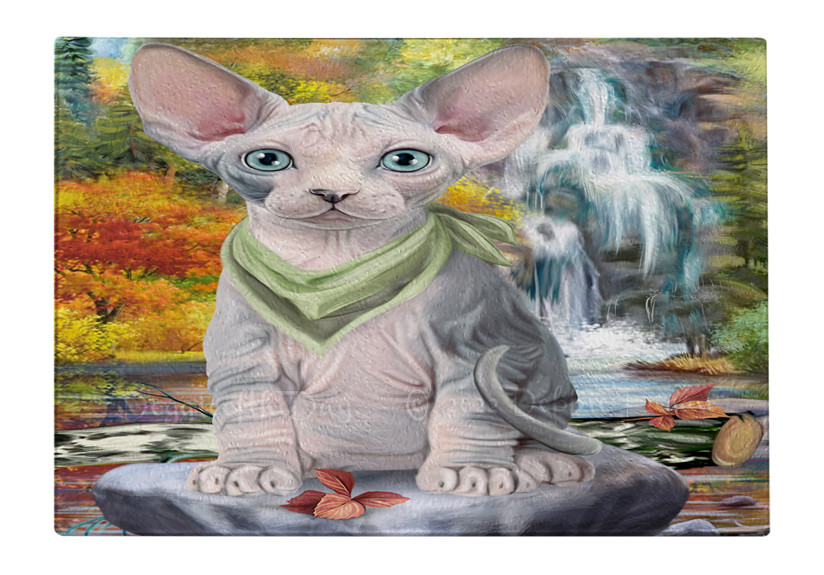 Sphynx Cat Cutting Board Tempered Glass Personalized Kitchen Custom NWT