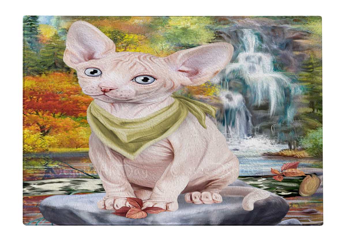 Sphynx Cat Cutting Board Tempered Glass Personalized Kitchen Custom NWT