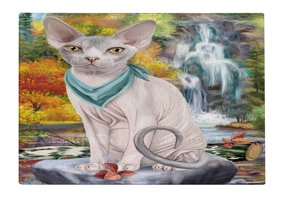 Sphynx Cat Cutting Board Tempered Glass Personalized Kitchen Custom NWT