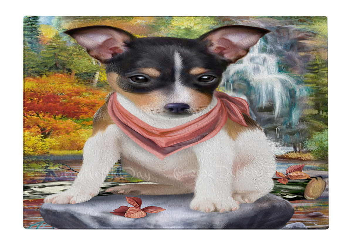 Rat Terrier Dog Cutting Board Tempered Glass Personalized Kitchen Custom NWT