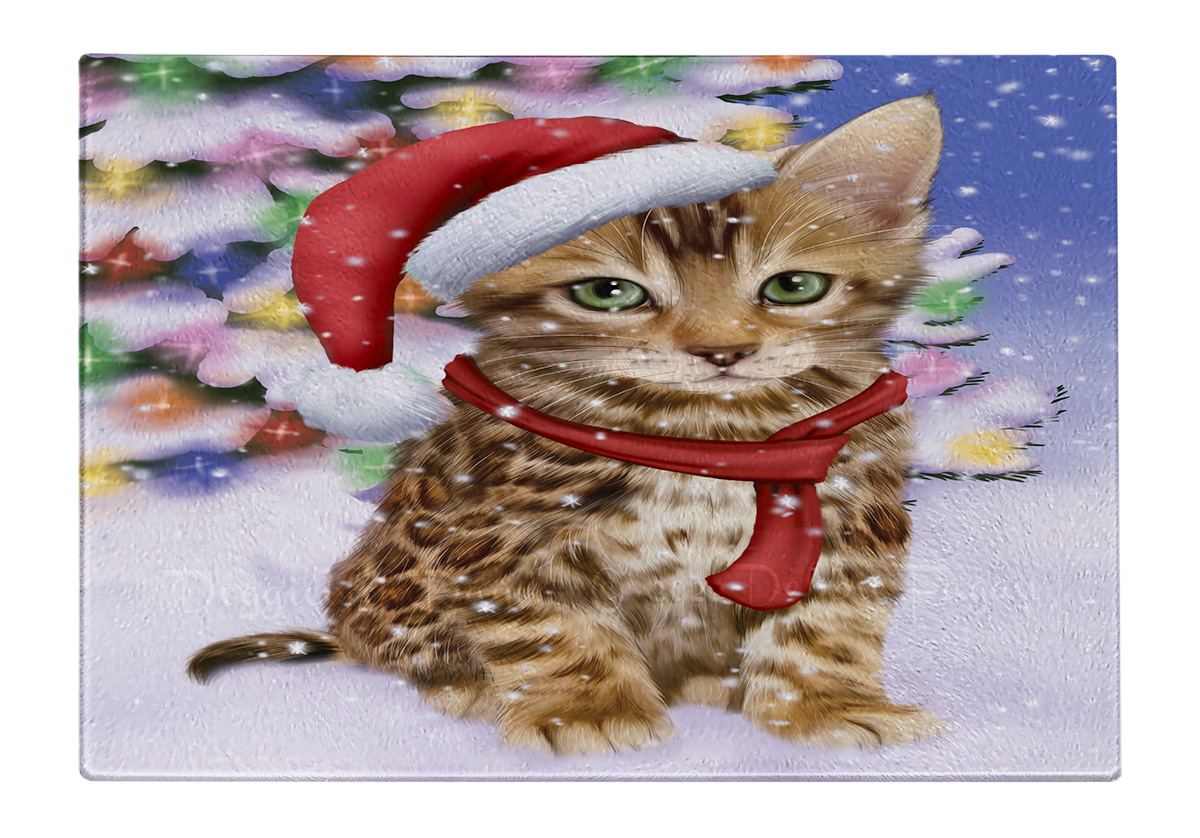 Bengal Cat Cutting Board Tempered Glass Personalized Custom Christmas NWT