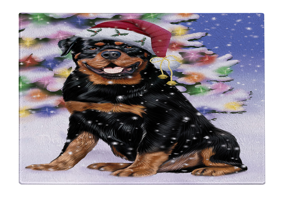 Rottweiler Dog Cutting Board Tempered Glass Personalized Custom Christmas NWT