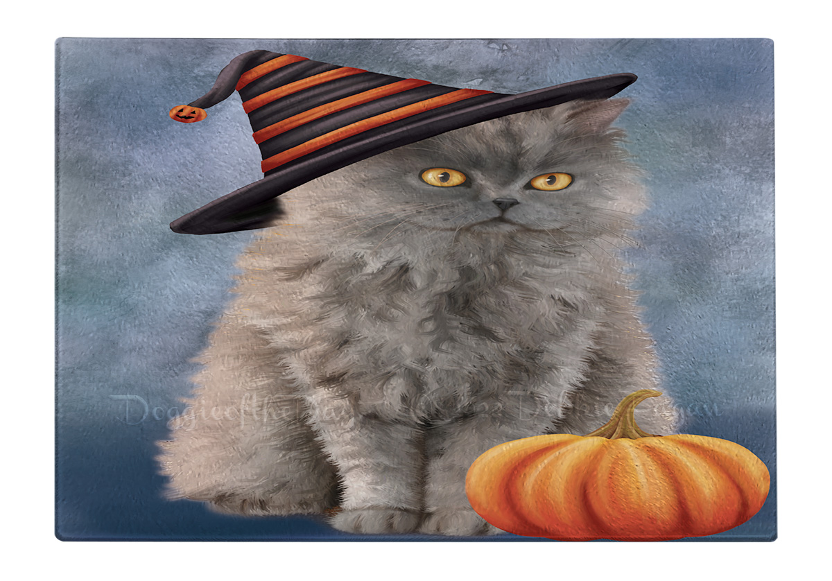Selkirk Rex Cat Glass Cutting Board Kitchen Chopping Vegetables Cheese Halloween - Picture 5 of 6