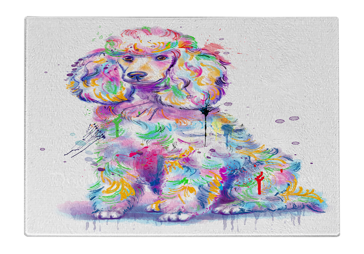 Tabla de cortar caniche perro vidrio templado cocina personalizada nueva con etiquetas - Imagen 111 de 133