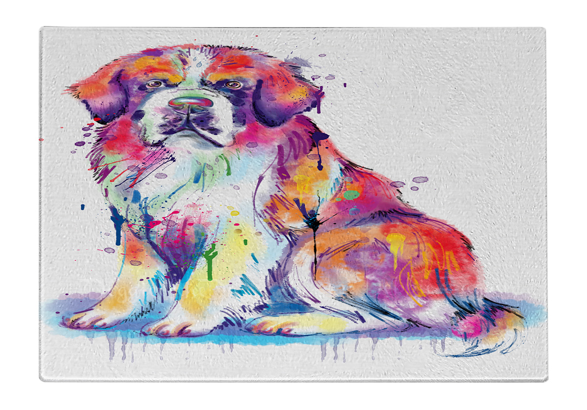 Saint Bernard Dog Cutting Board Tempered Glass Personalized Kitchen Custom NWT - Picture 74 of 81