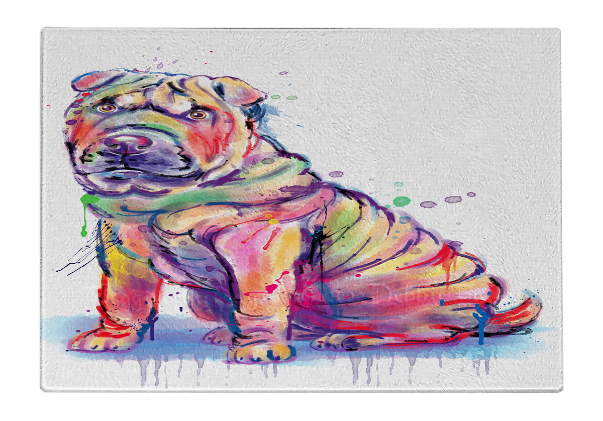 Shar Pei Dog Cutting Board Tempered Glass Personalized Kitchen Custom NWT - Picture 99 of 109
