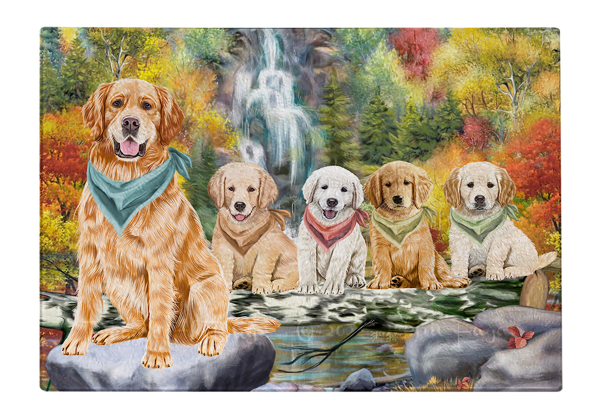 Golden Retriever Dog Cutting Board Tempered Glass Personalized Kitchen NWT