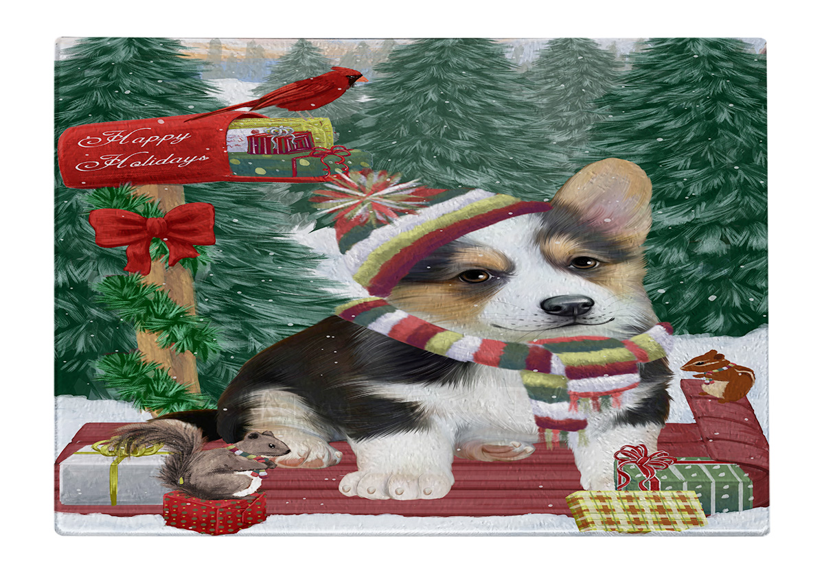 Corgi Dog Cutting Board Tempered Glass Personalized Custom Christmas NWT