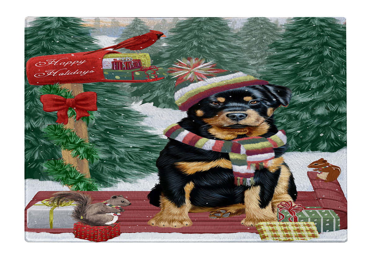 Rottweiler Dog Cutting Board Tempered Glass Personalized Custom Christmas NWT