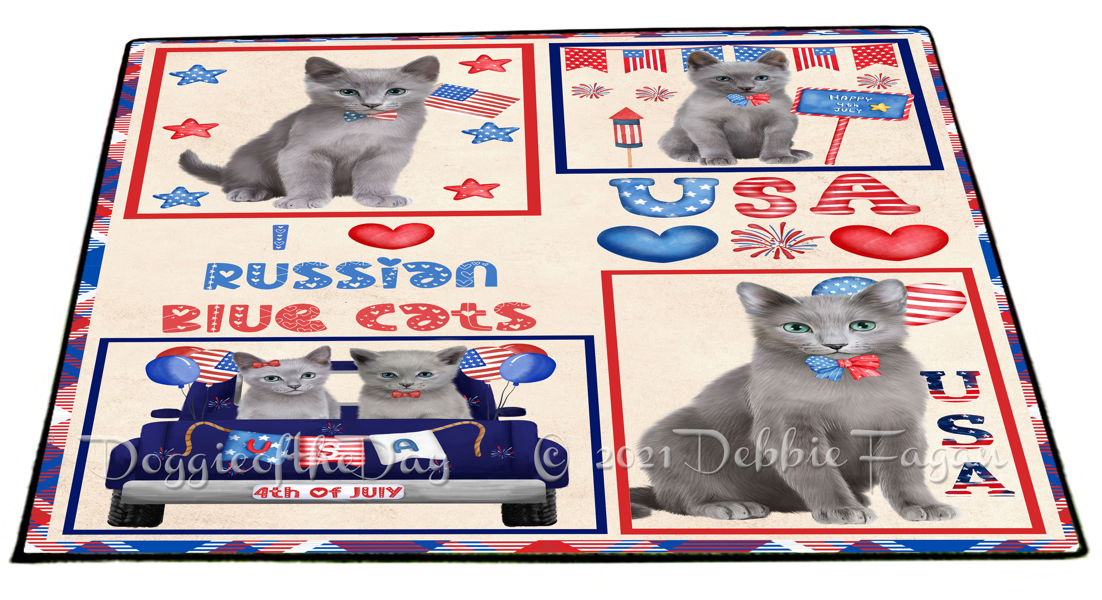 Russian Blue Cat Floor Mat Personalize Anti-Slip Pet Door Mat
