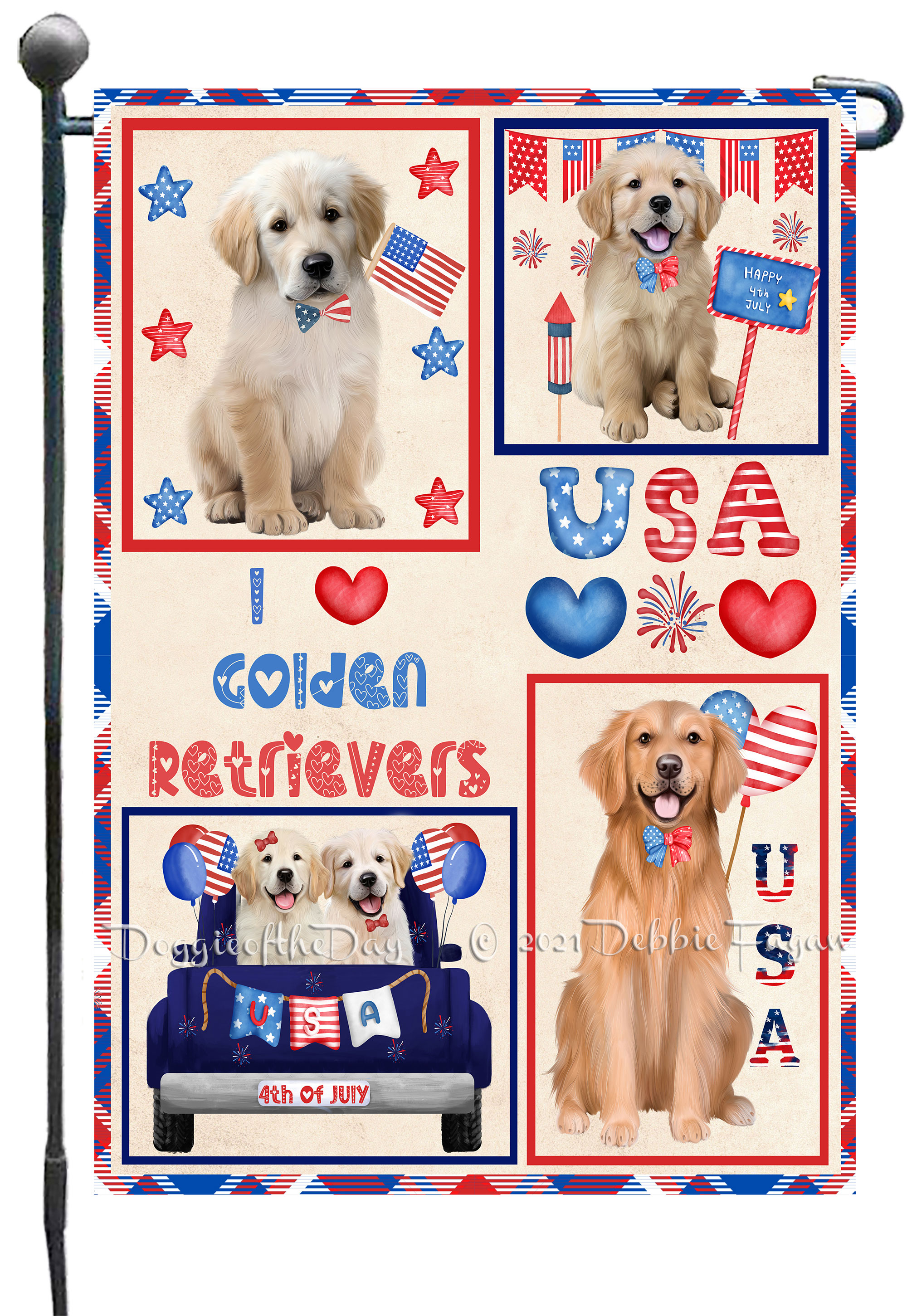 Goldendoodle Dog Garden Flag Personalized Double Sided 12.5"x18" Many Design NWT