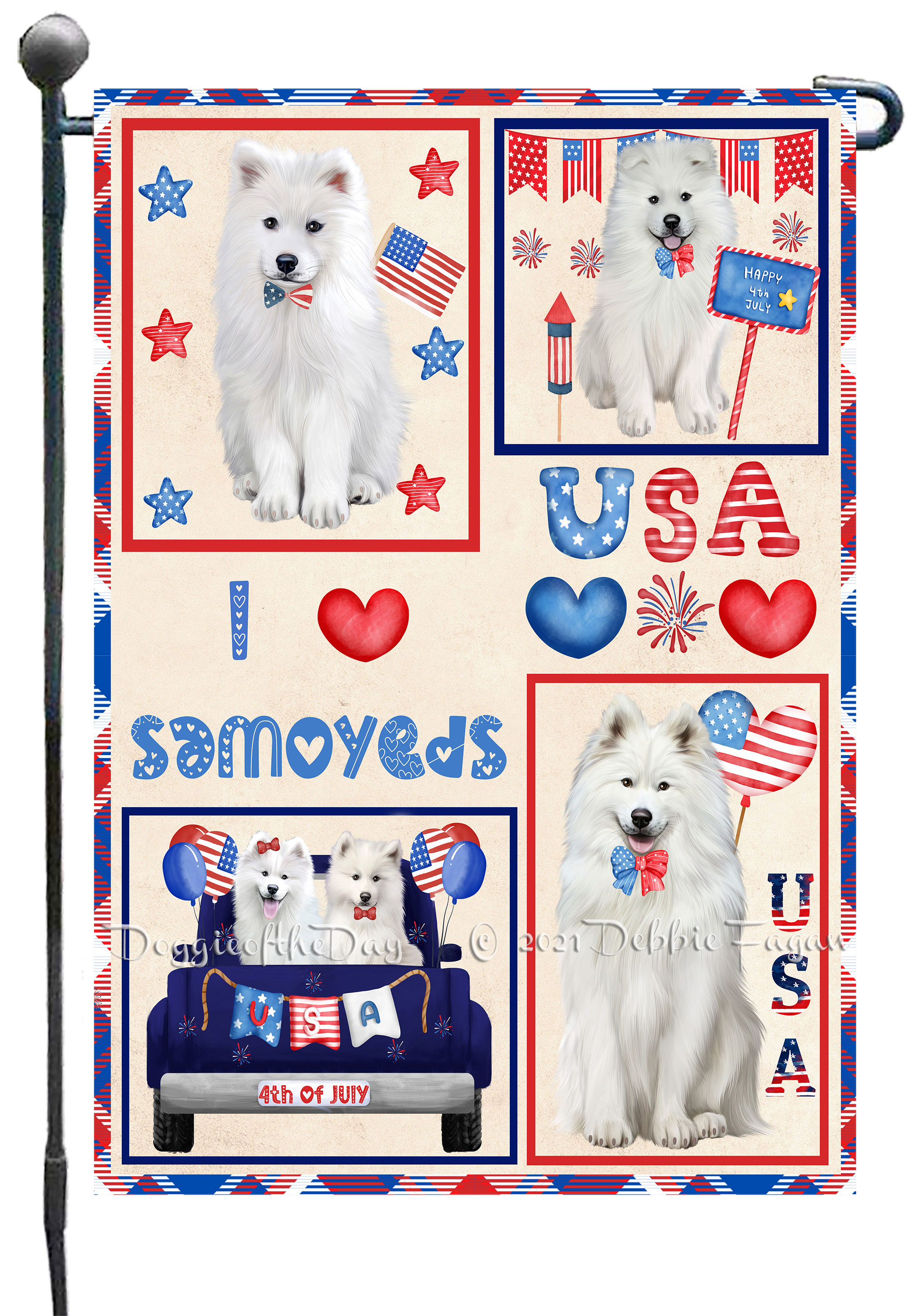 Samoyed Dog Garden Flag Personalized Double Sided 12.5"x18" Many Design NWT